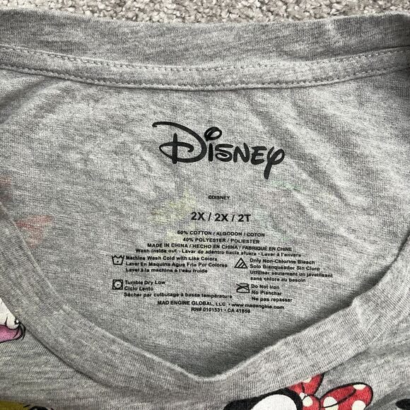 Disney Mickey Mouse Graphic T-Shirt Womens 2X GrayCrew Neck Short Sleeve Tee Top - Picture 5 of 11